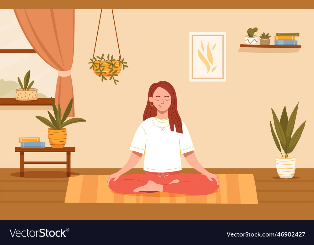 Woman meditating at home