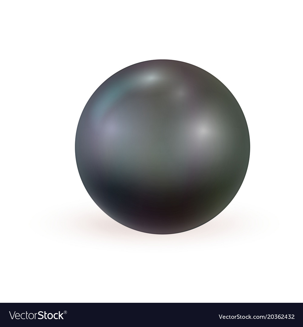Black realistic pearl isolated on white background