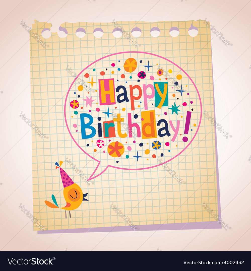 Happy birthday note paper cartoon