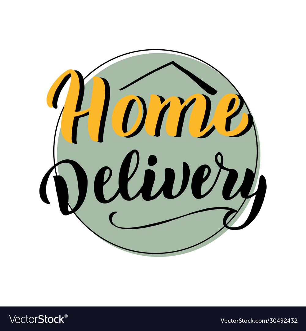 Home delivery font banner contactless Royalty Free Vector