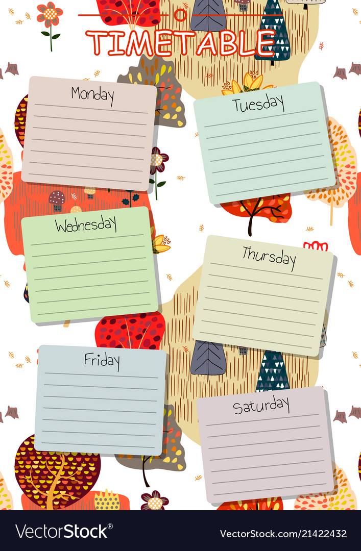 School timetable background for students or pupils