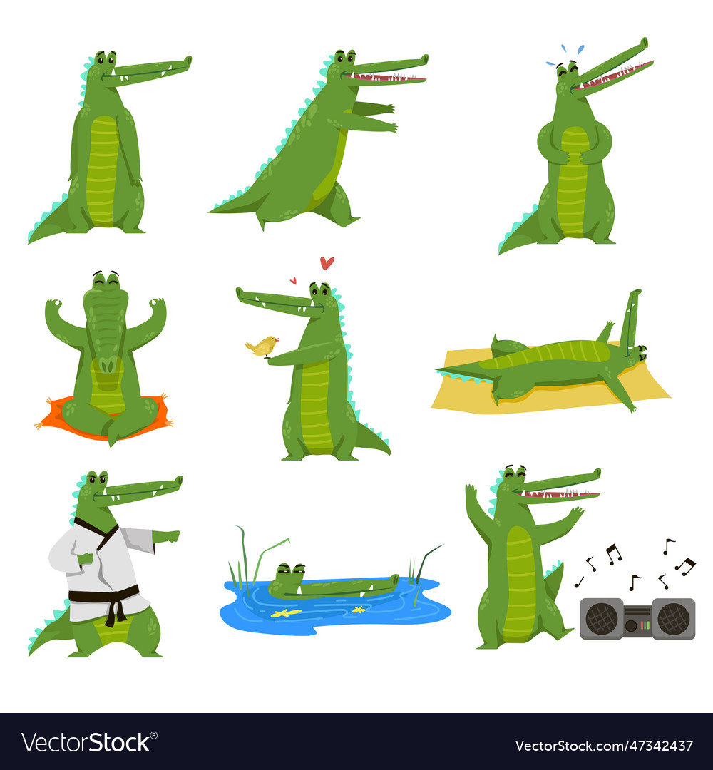 Funny alligator cartoon character Royalty Free Vector Image