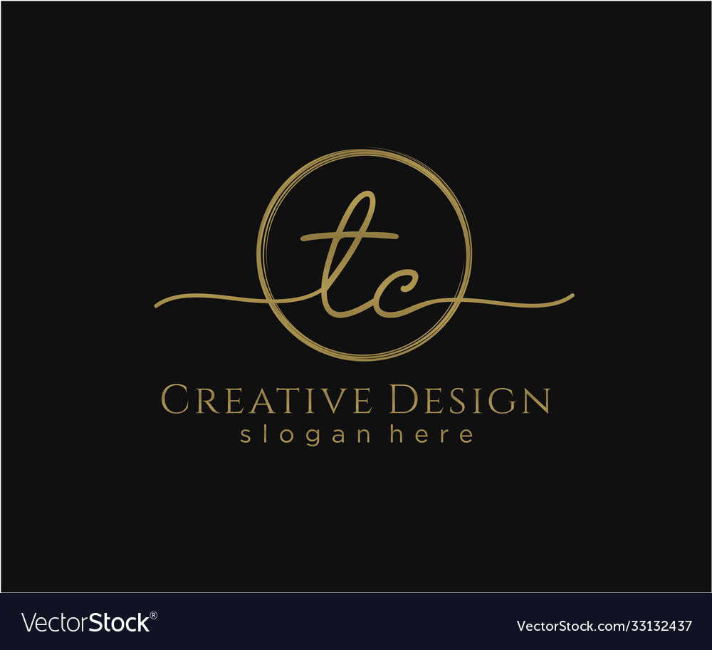 Initial tc handwriting logo with circle template Vector Image