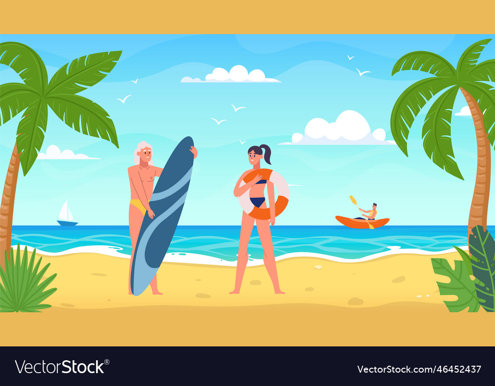 People at the seaside resort man standing Vector Image