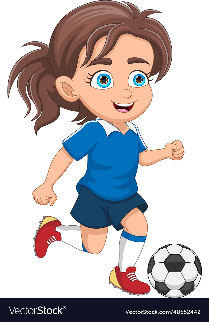 Beautiful girl playing football cartoon Royalty Free Vector