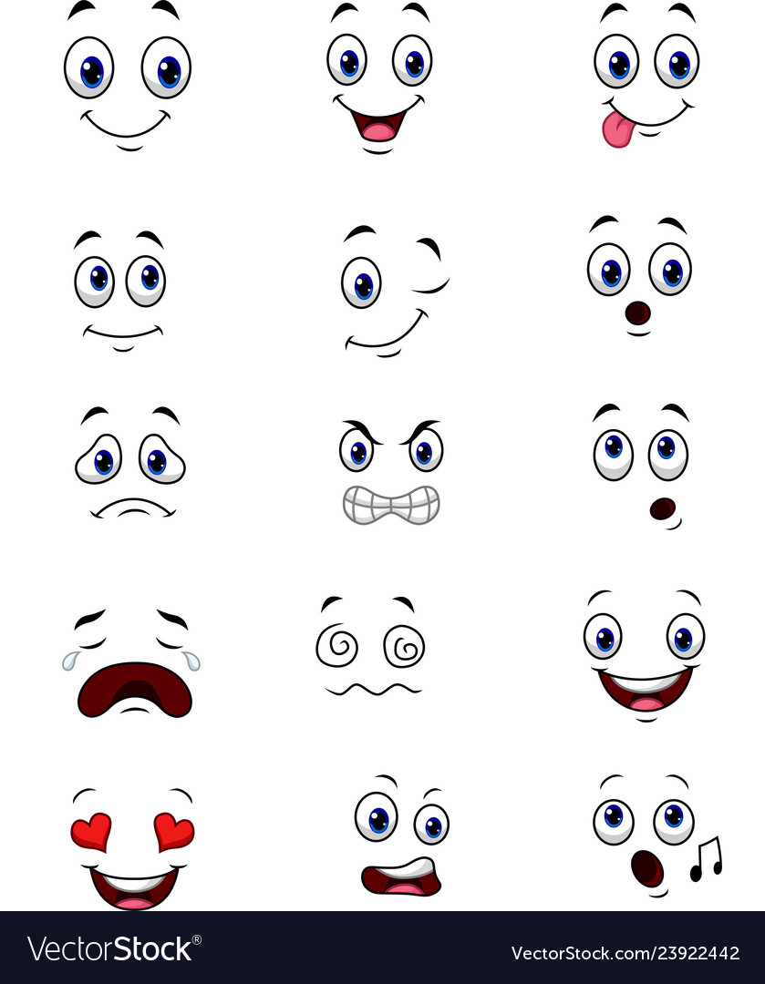 Cartoon faces expressions collection set Vector Image Cartoon faces expressions collection set Vector Image