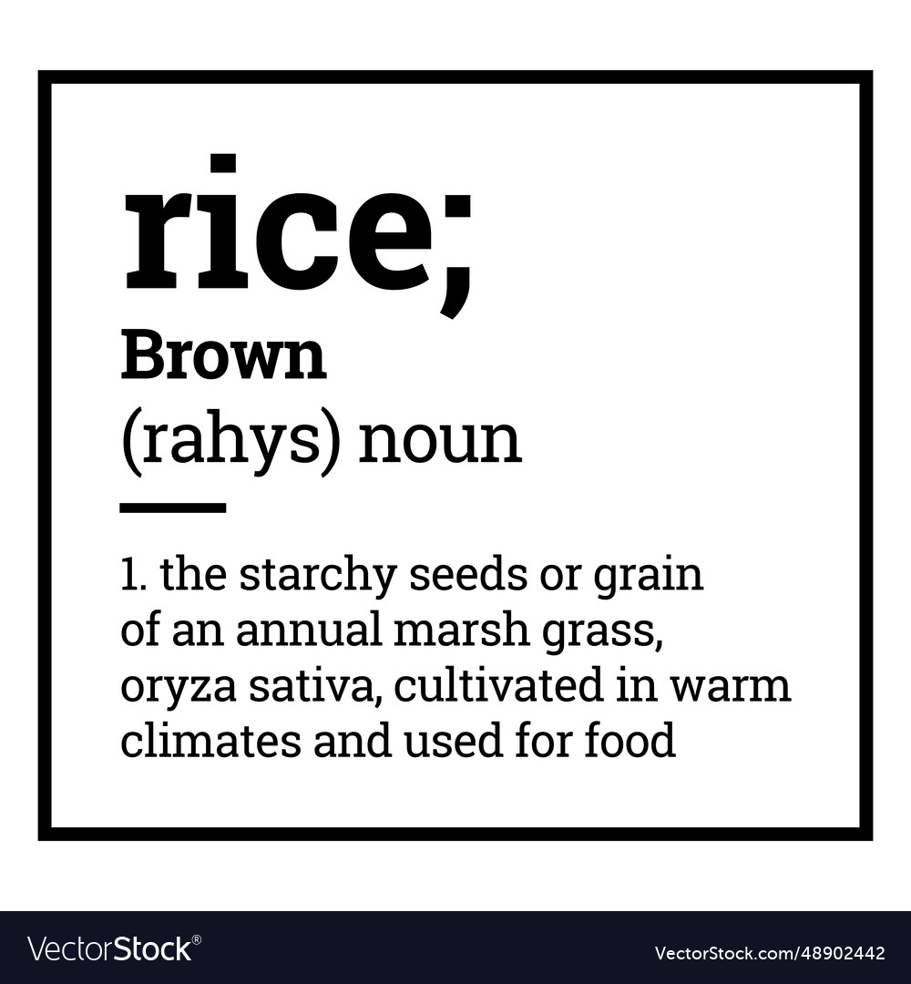 Label pantry brown rice definition Royalty Free Vector Image