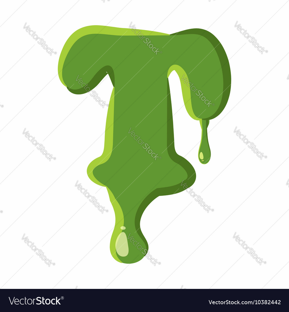 Letter t made green slime Royalty Free Vector Image