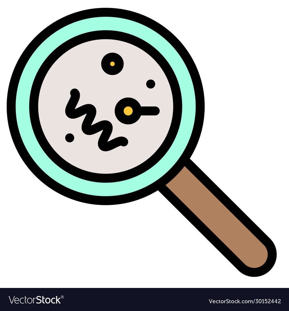 Magnify glass with bacteria filled style icon Vector Image