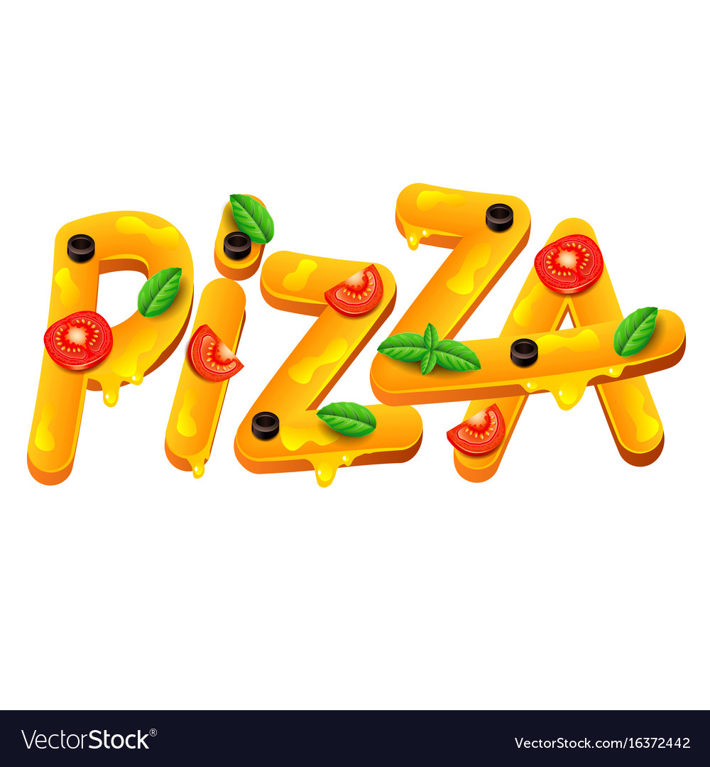 Pizza Word Isolated On White Royalty Free Vector Image