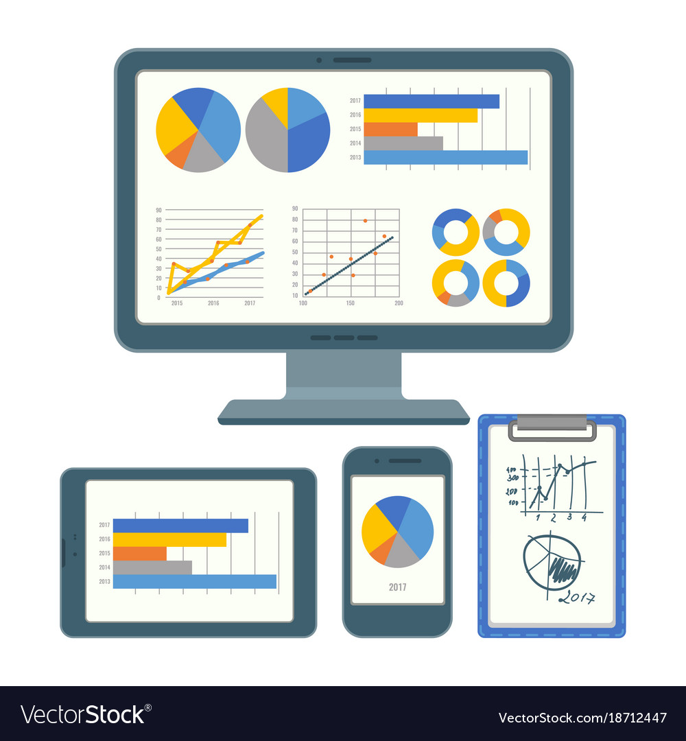 Dashboard images gadgets and notebook Royalty Free Vector