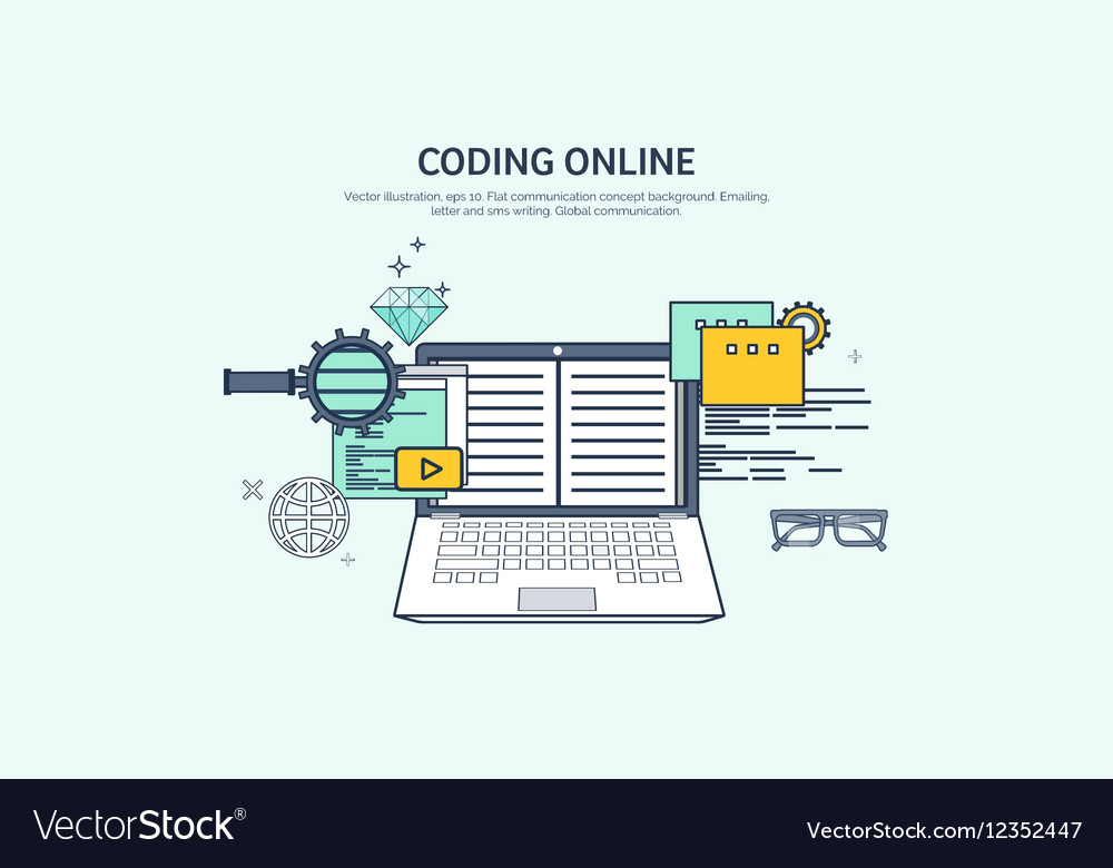 Flat background coding Royalty Free Vector Image