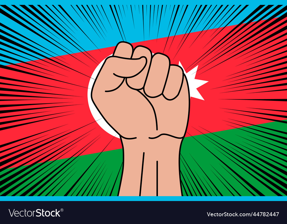 Human fist clenched symbol on flag of azerbaijan Vector Image