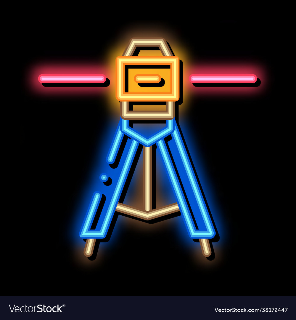 Laser level tool neon glow icon