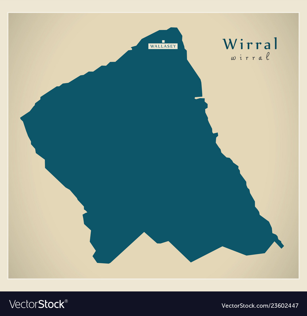 Modern map - wirral district of merseyside uk Vector Image