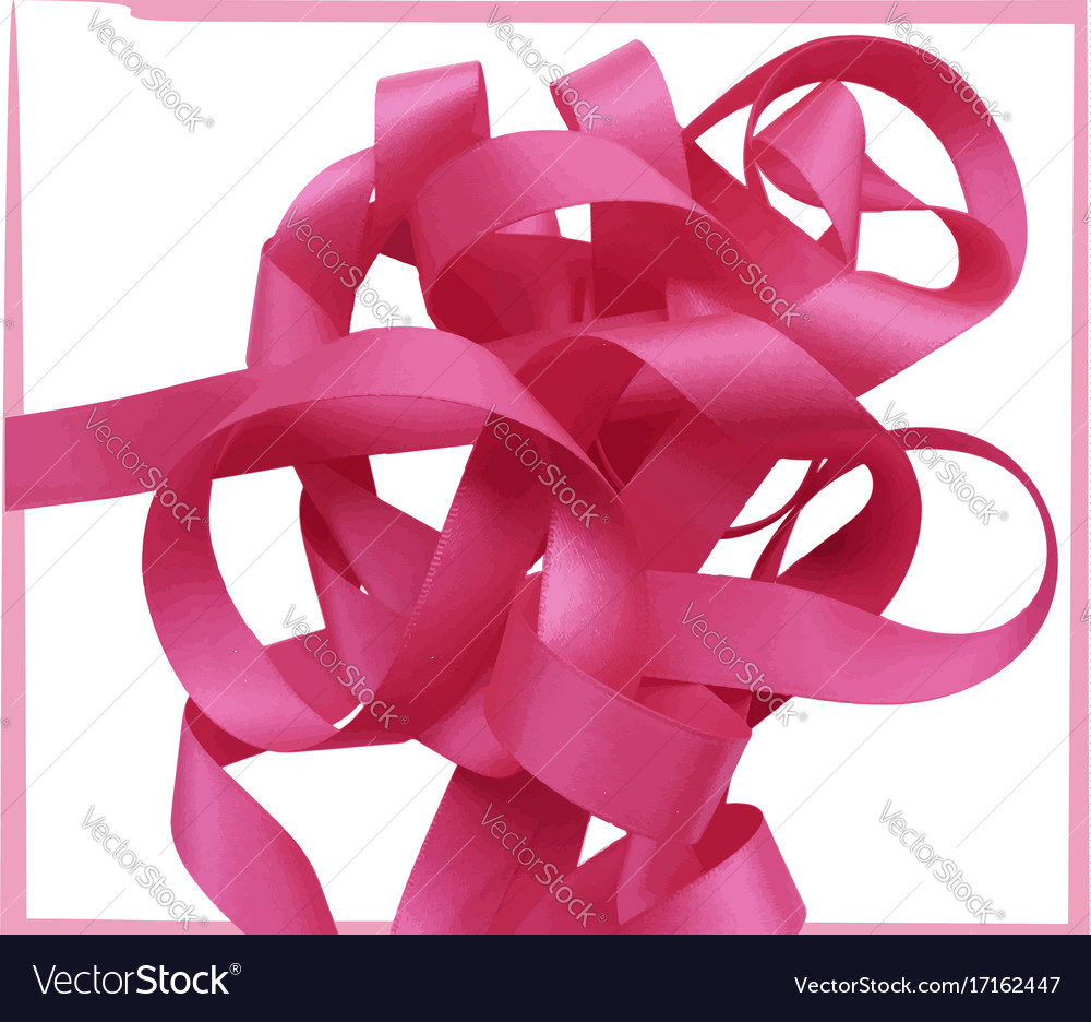 Pink ribbon over white background design element Vector Image