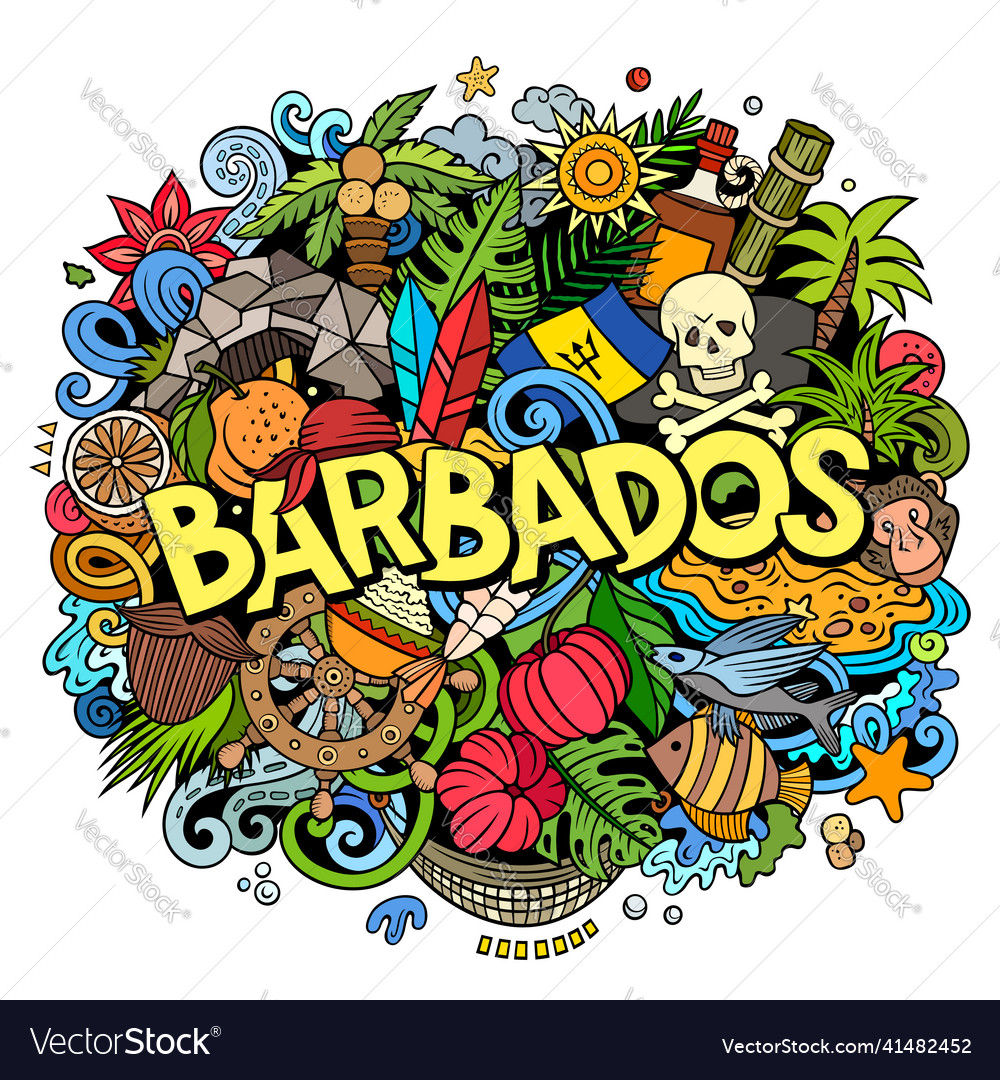 Barbados hand drawn cartoon doodle funny local Vector Image