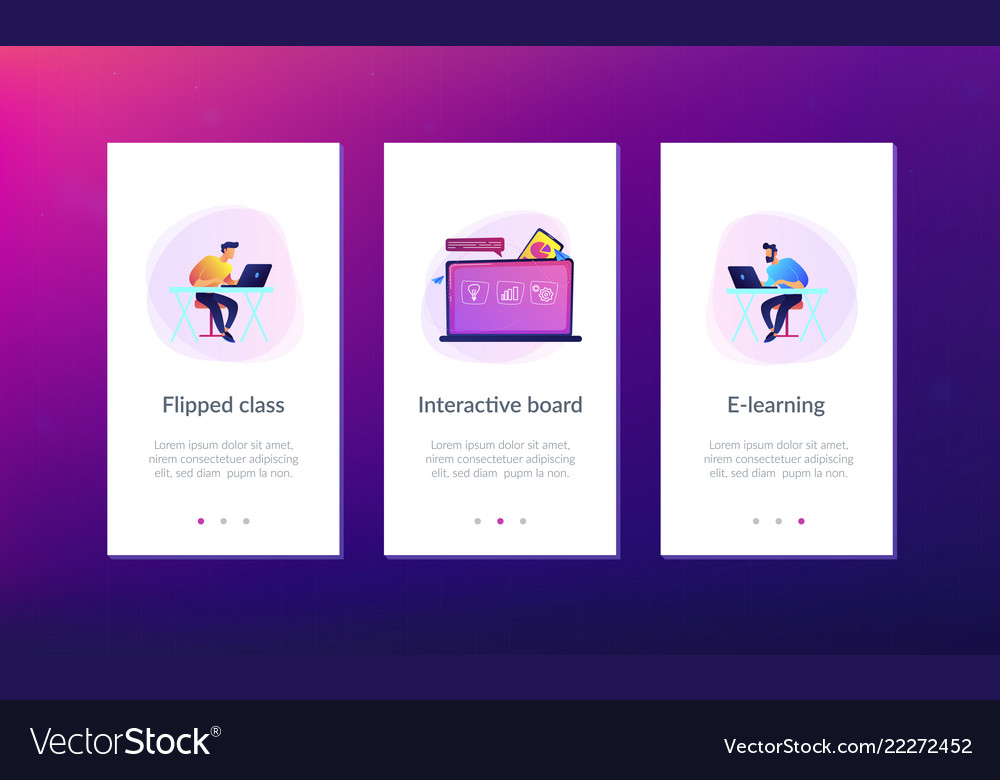 Digital learning app interface template Royalty Free Vector