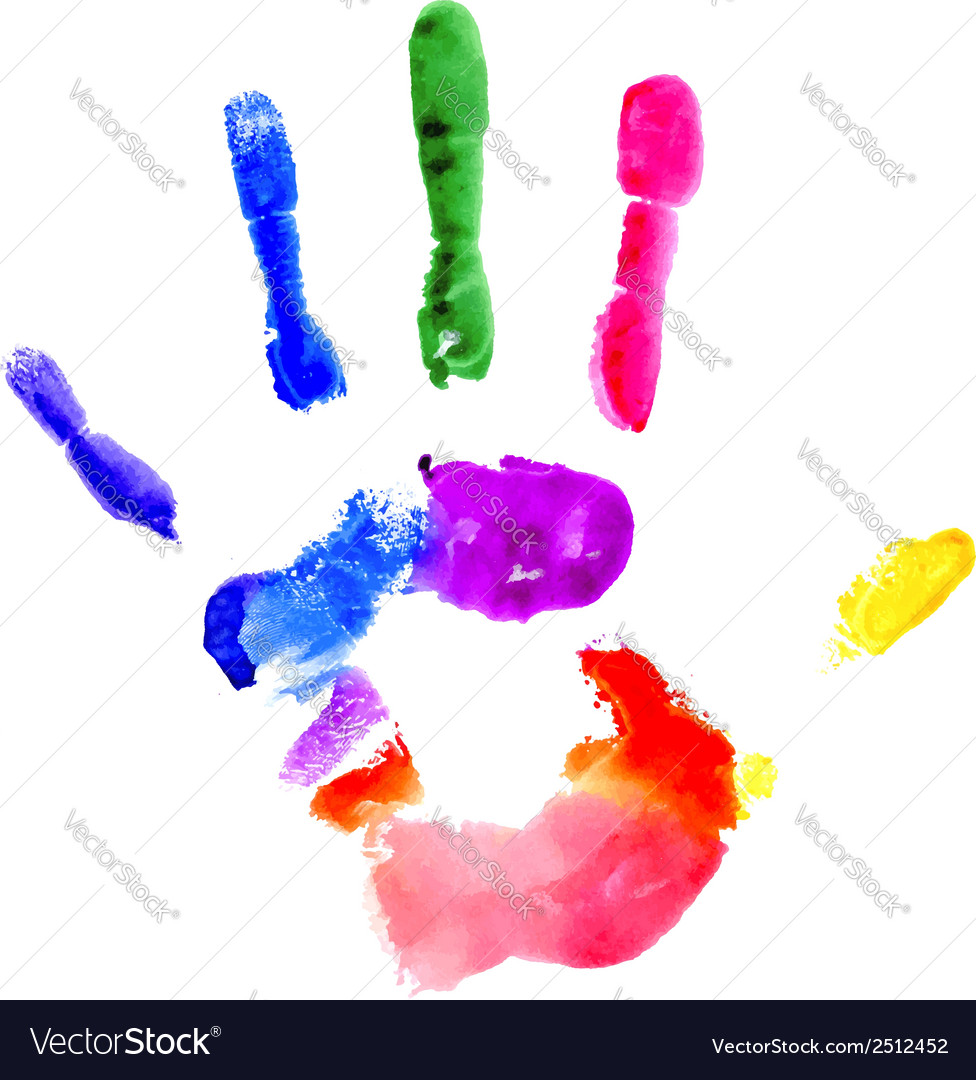 Handprint in vibrant colors of the rainbow Vector Image