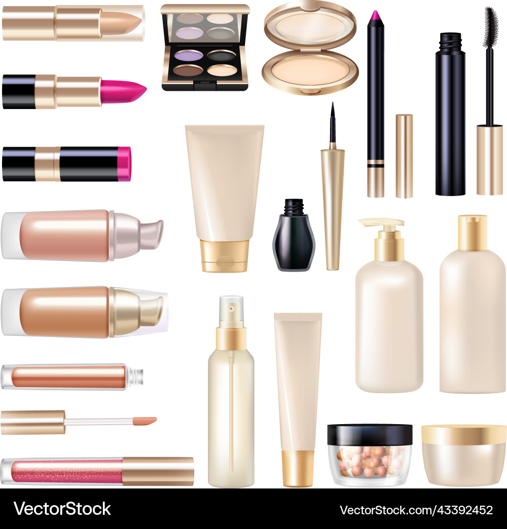 Makeup items super set Royalty Free Vector Image