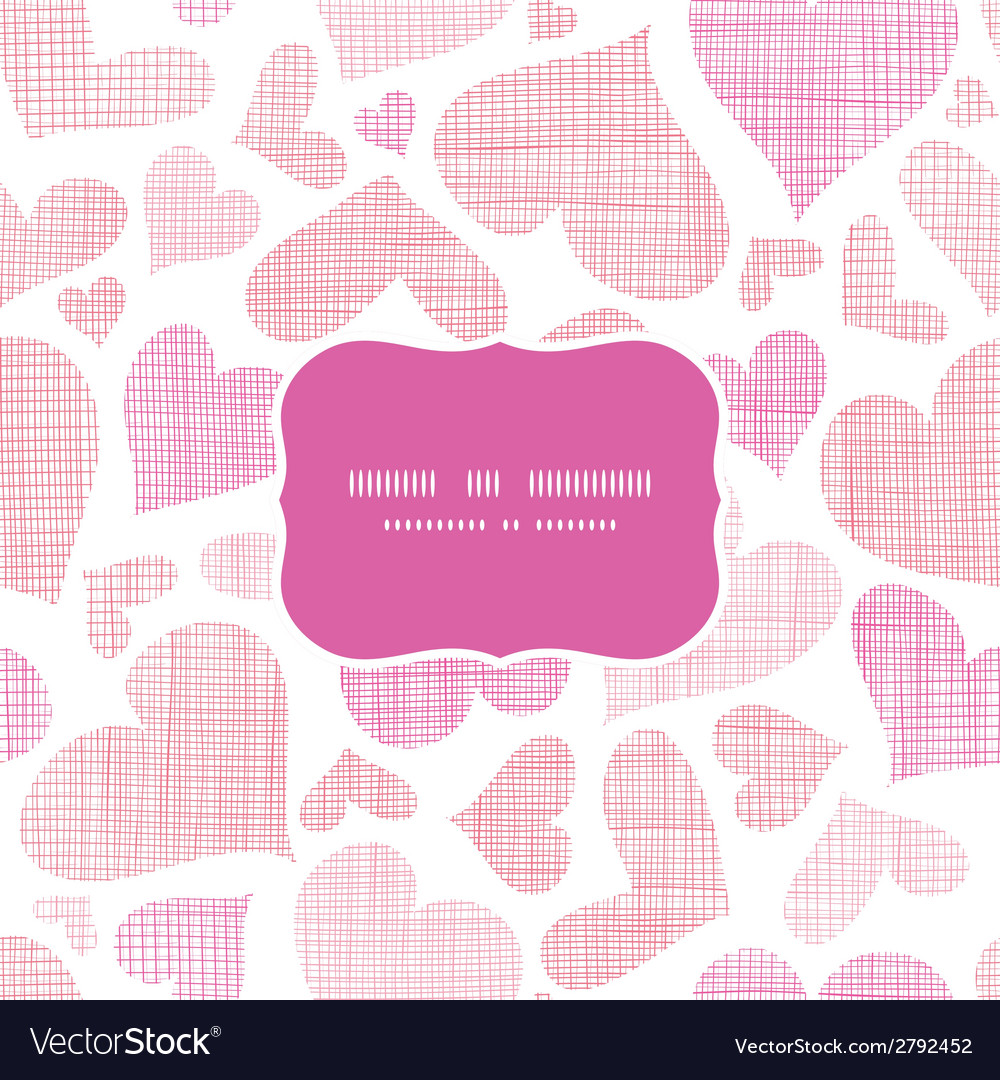 Pink textile hearts horizontal frame seamless Vector Image