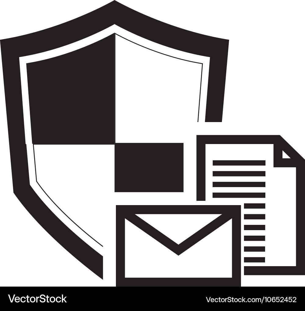 Single shield and message envelope icon Royalty Free Vector