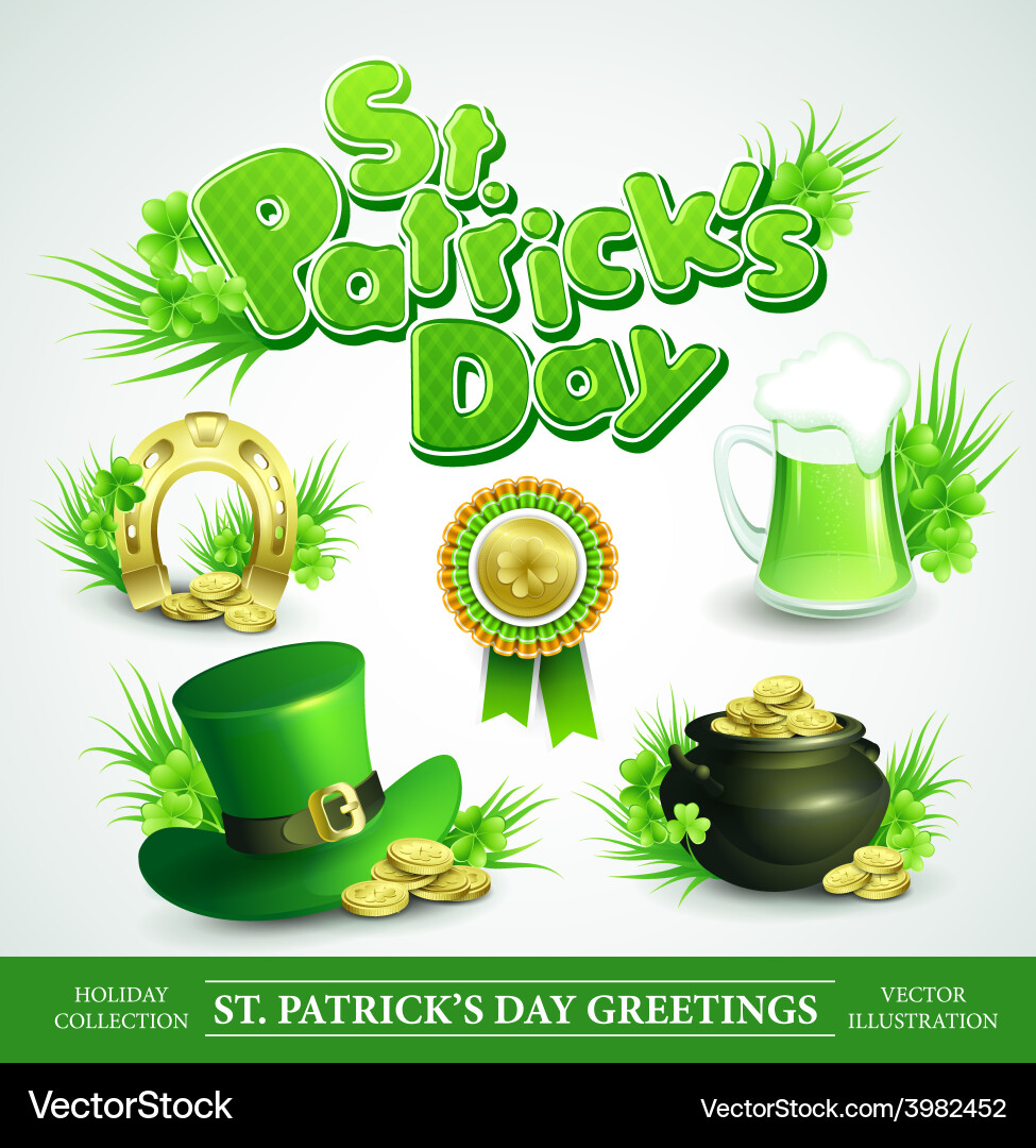 St patricks day set Royalty Free Vector Image - VectorStock