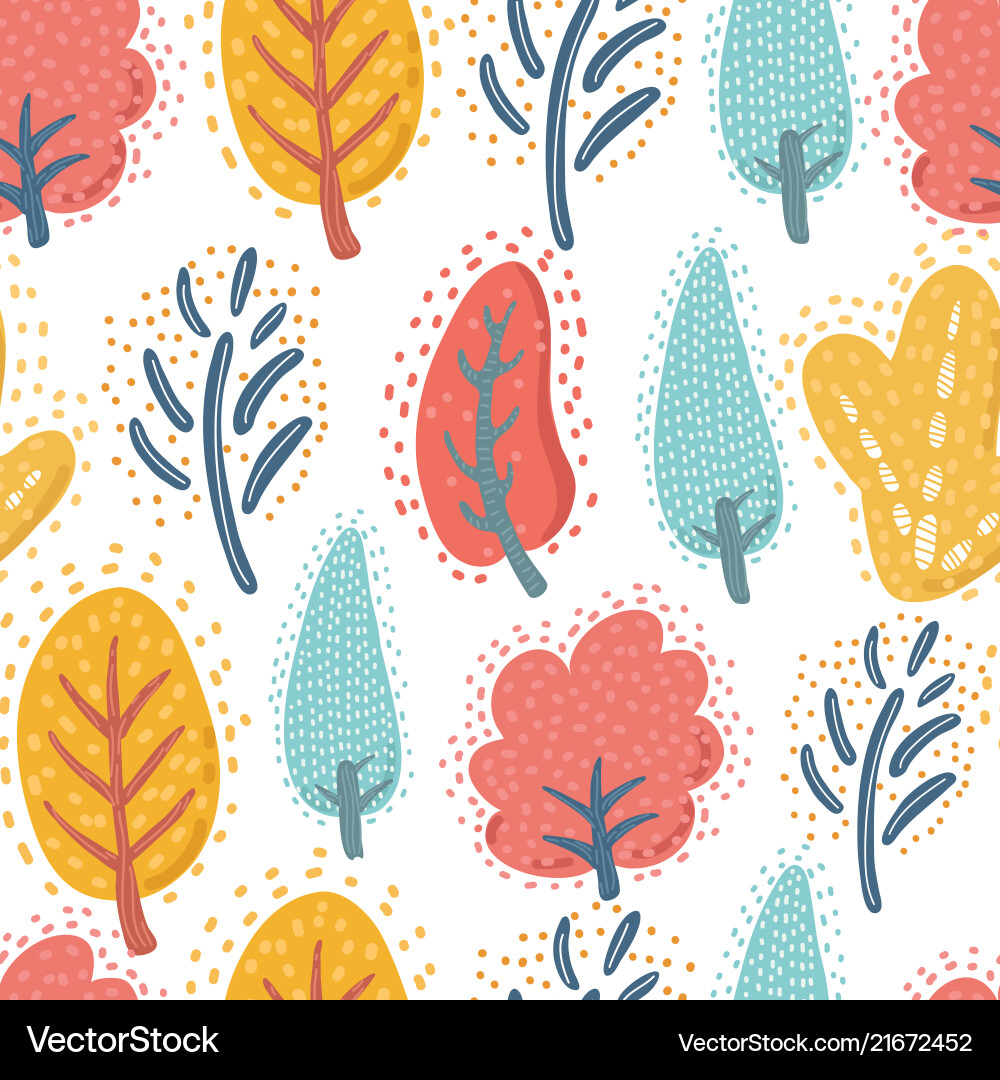 Trees on the white background seamless pattern Vector Image