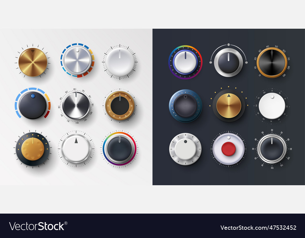 Volume knob switch button audio dashboard Vector Image