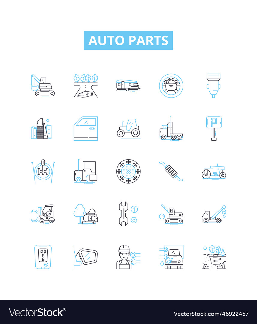 Auto parts line icons set car auto parts Vector Image