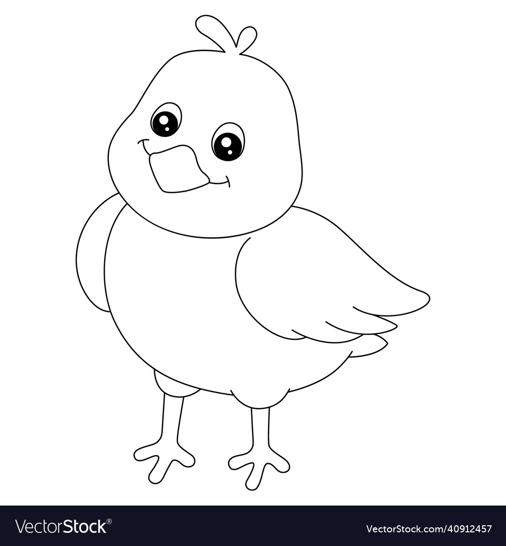 Chick standing coloring page isolated for kids Vector Image