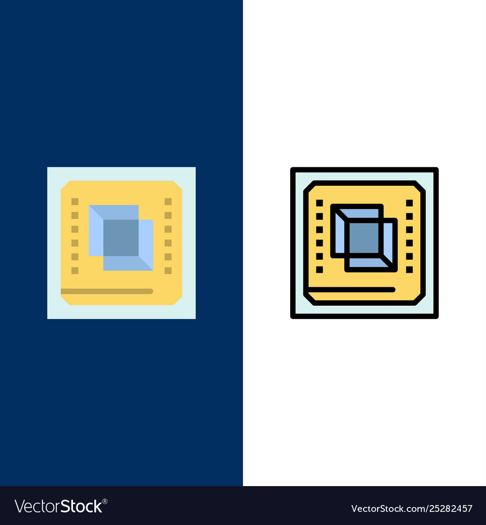 Chip computer cpu hardware processor icons flat