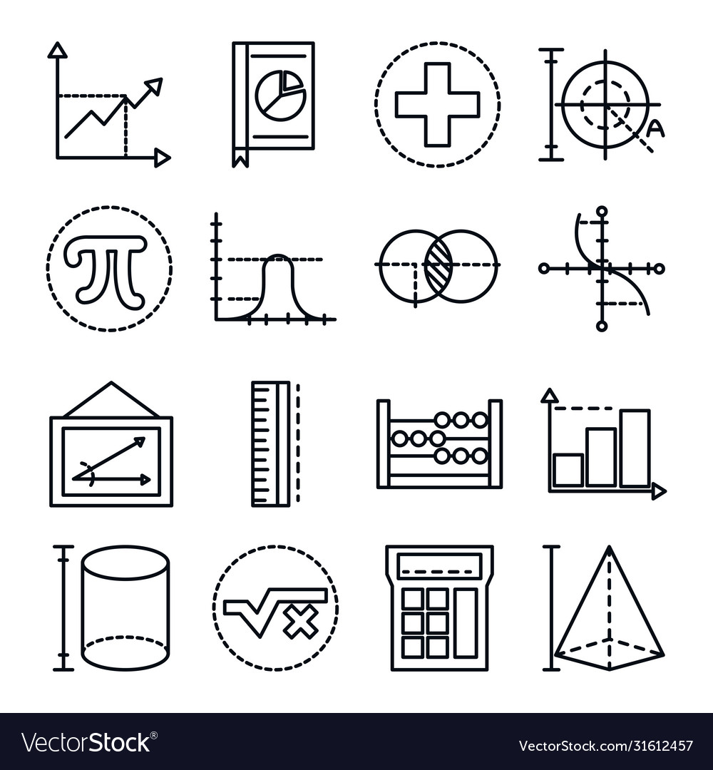 Math education school science icons collection Vector Image