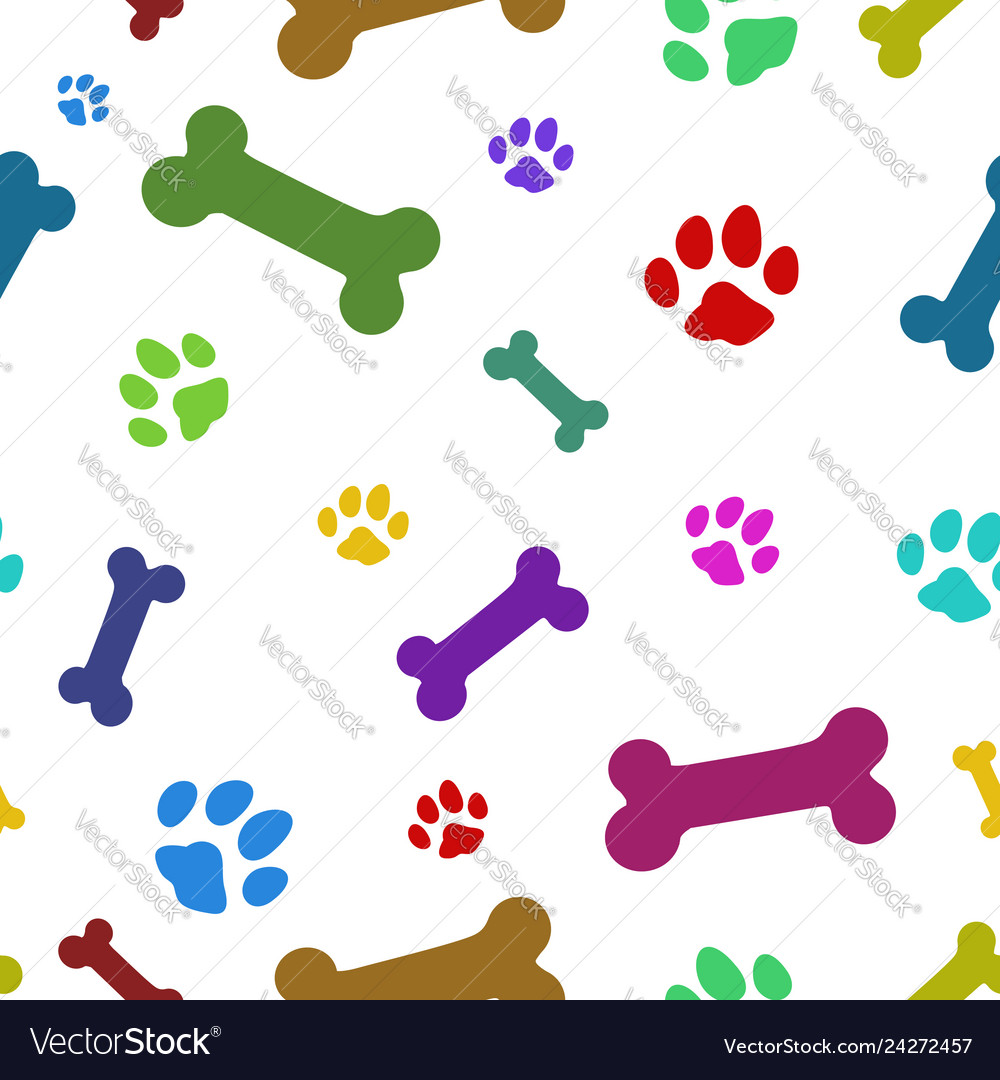 Multi colored paw pattern vector image Multi colored paw pattern