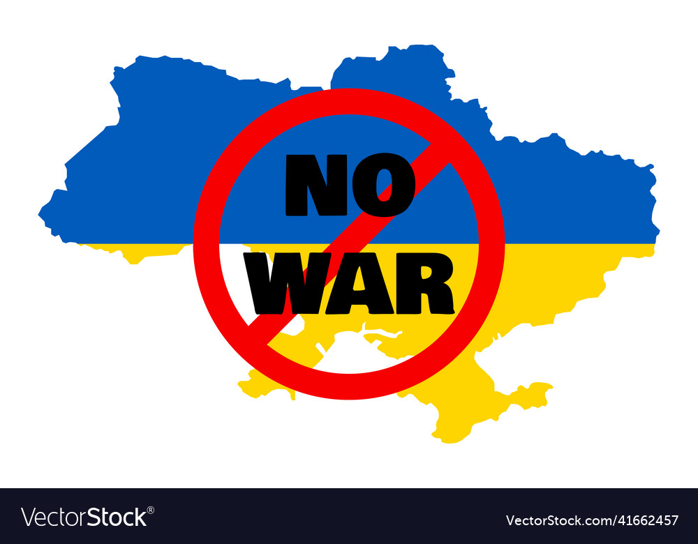 No war concept with prohibition sign on ukraine Vector Image