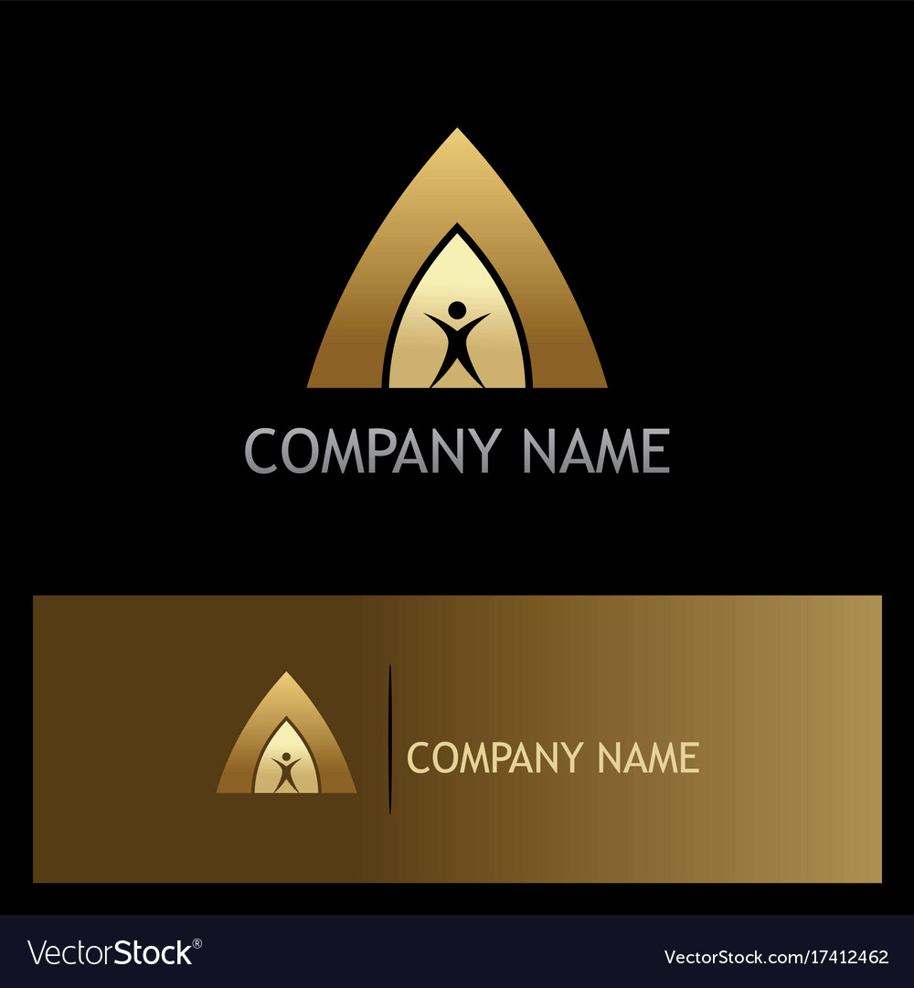 Arch gate success man gold logo