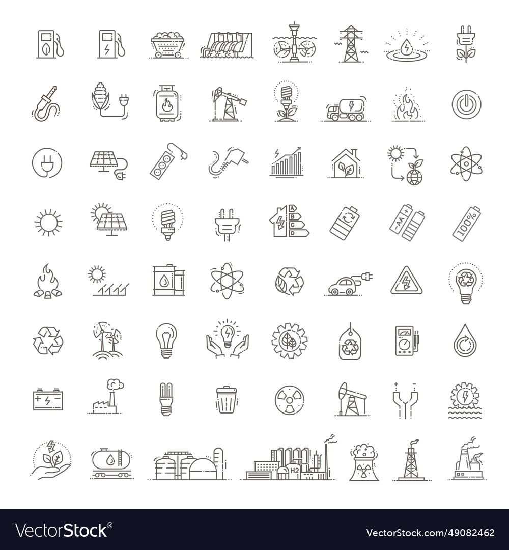 Collection of linear style icons on the Royalty Free Vector