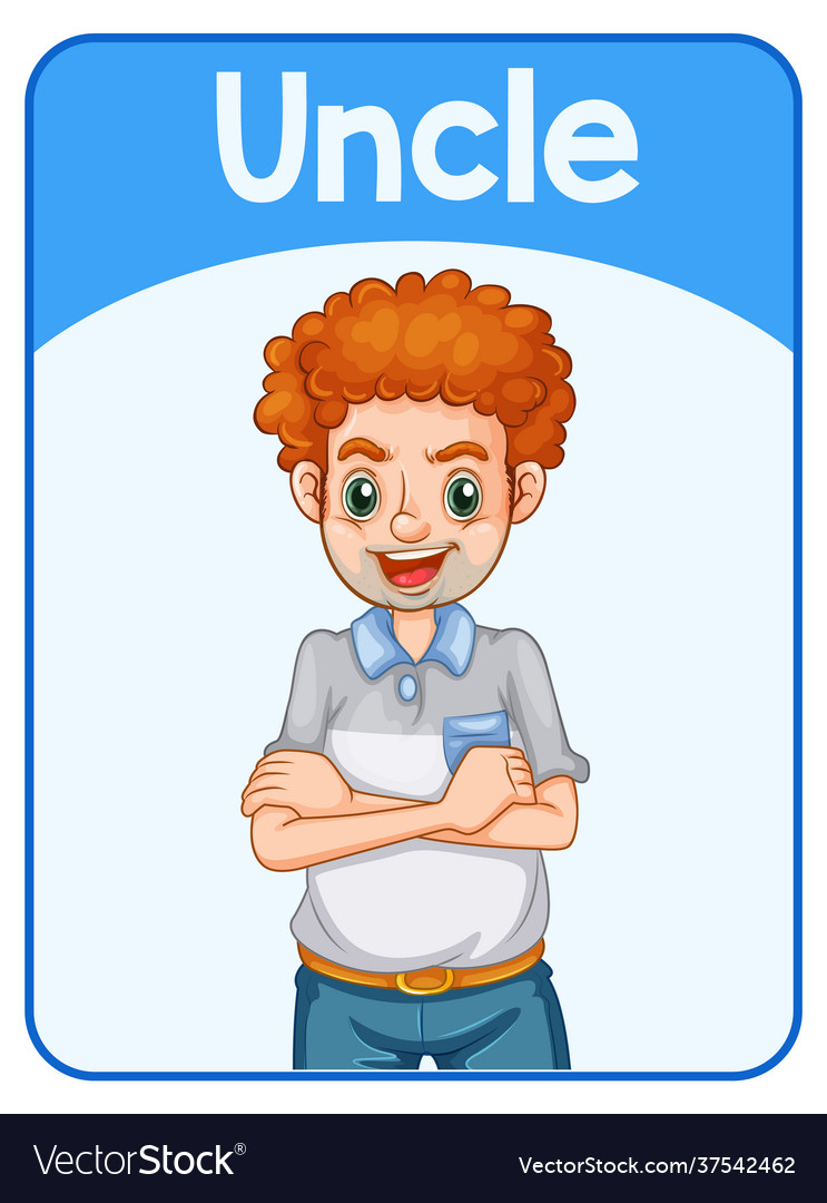 Educational english word card uncle Royalty Free Vector