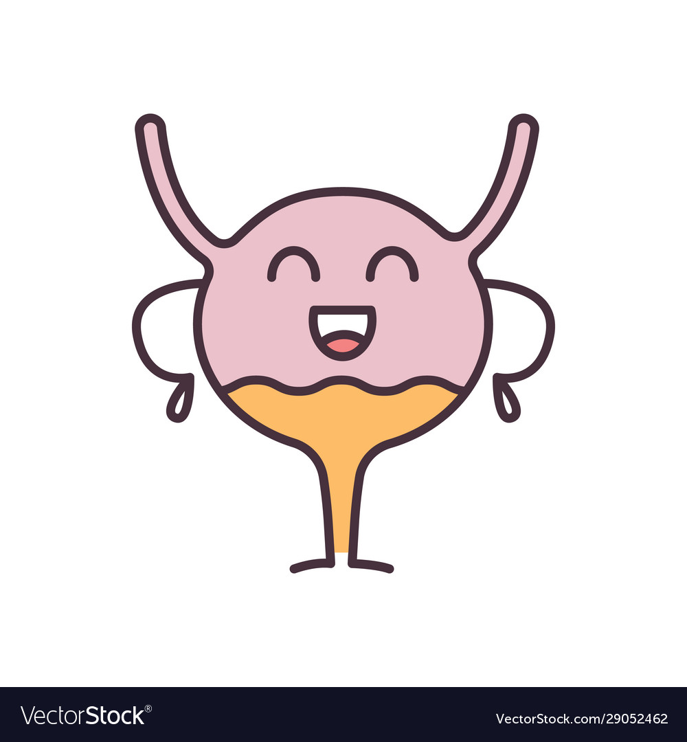 Happy urinary bladder emoji color icon Royalty Free Vector