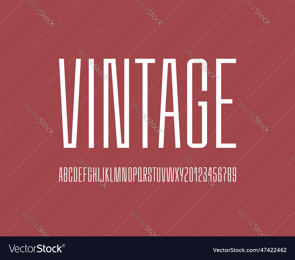 Longest font high tall alphabet Royalty Free Vector Image