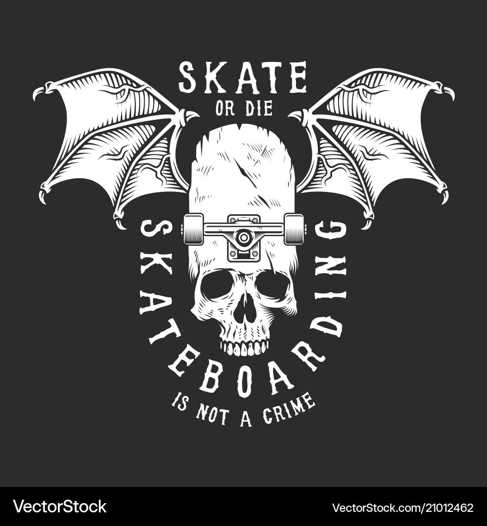 Vintage white skateboarding logo Royalty Free Vector Image
