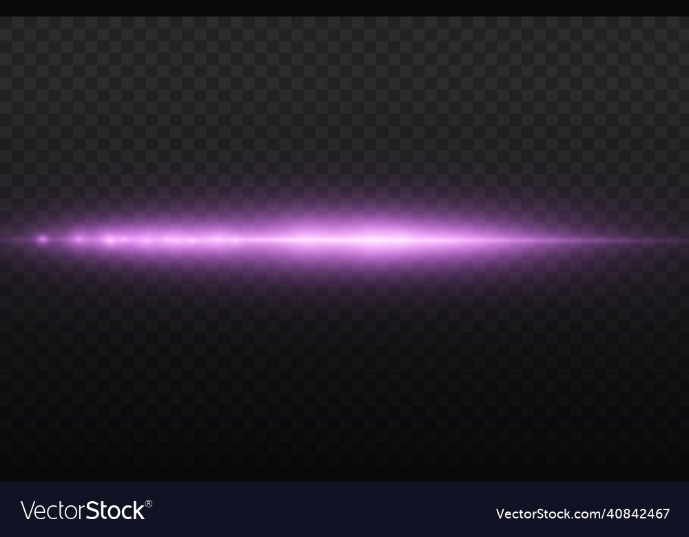 Horizontal violet light rays flash purple line Vector Image