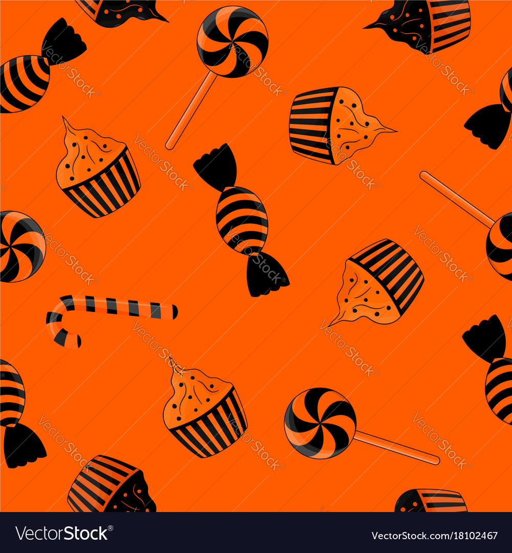 Seamless pattern of halloween candy black