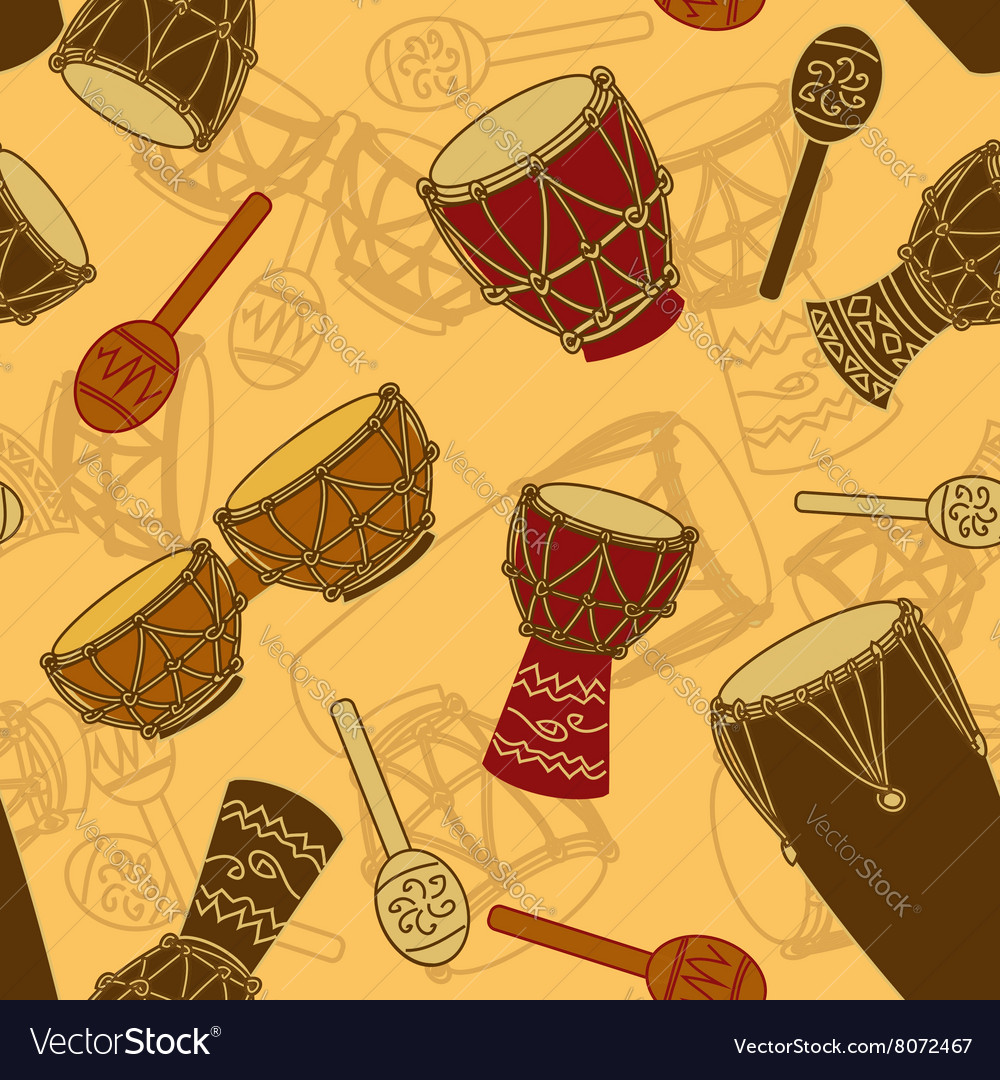 Seamless pattern of percussion Royalty Free Vector Image