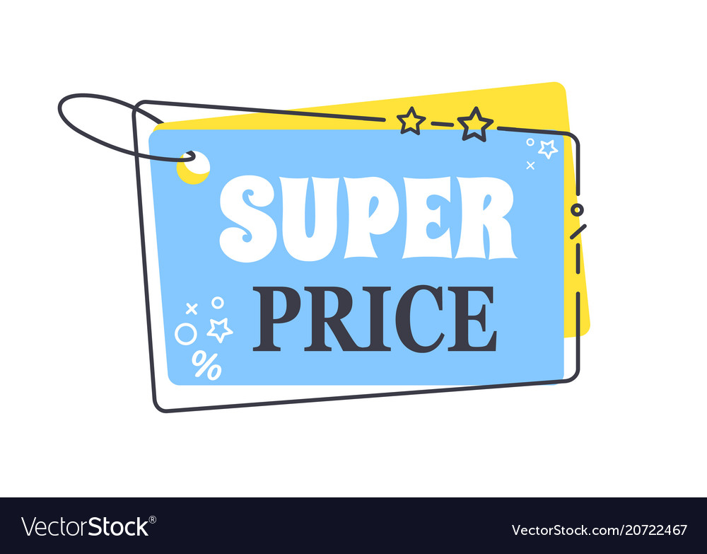 Super price promo sticker in square shape frame Vector Image