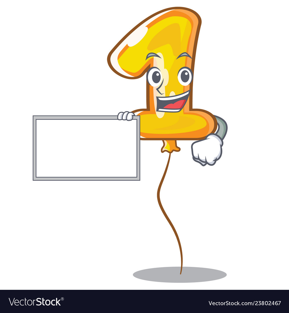 With board number one balloon in cartoon shape Vector Image With board number one balloon in cartoon shape Vector Image
