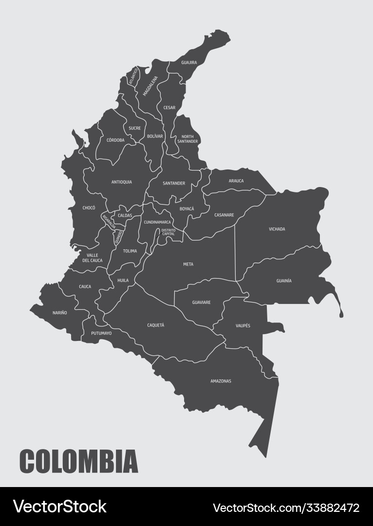 Colombia Departments Map Royalty Free Vector Image