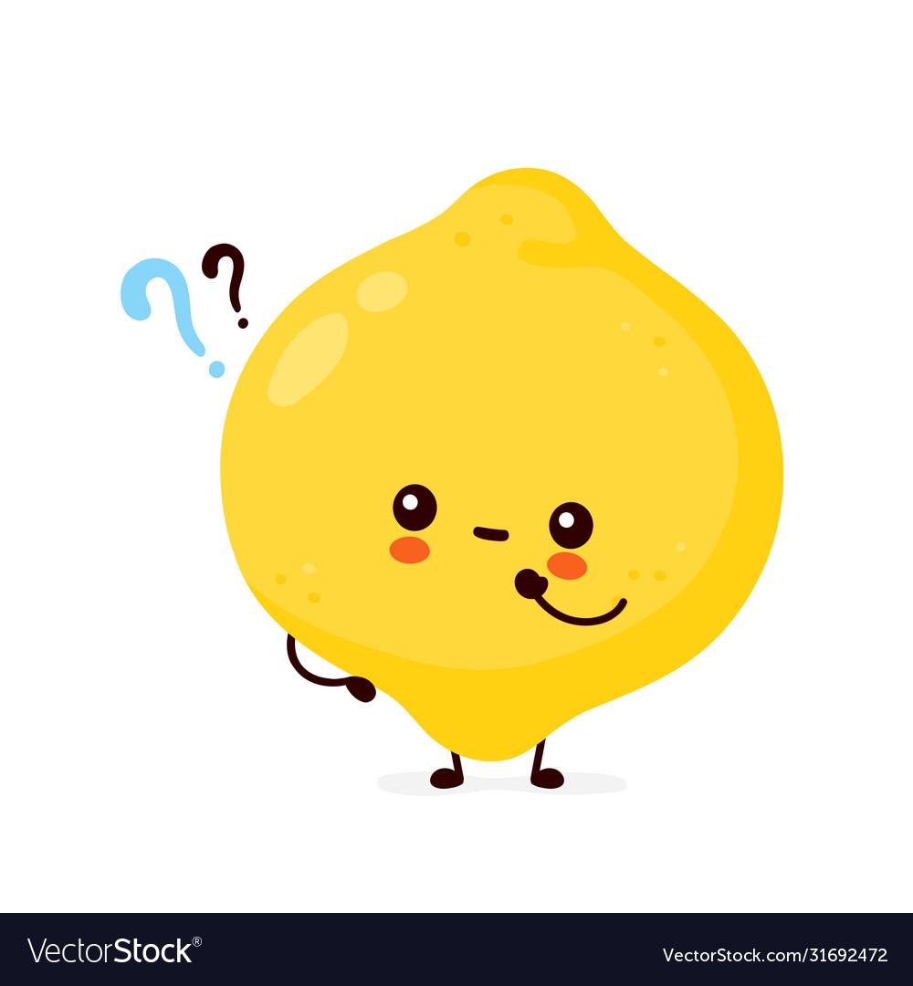 Cute happy funny lemon fruit with question mark Vector Image