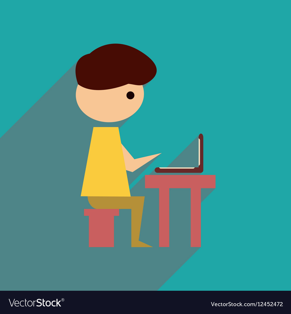 Flat web icon with long shadow man programmer Vector Image