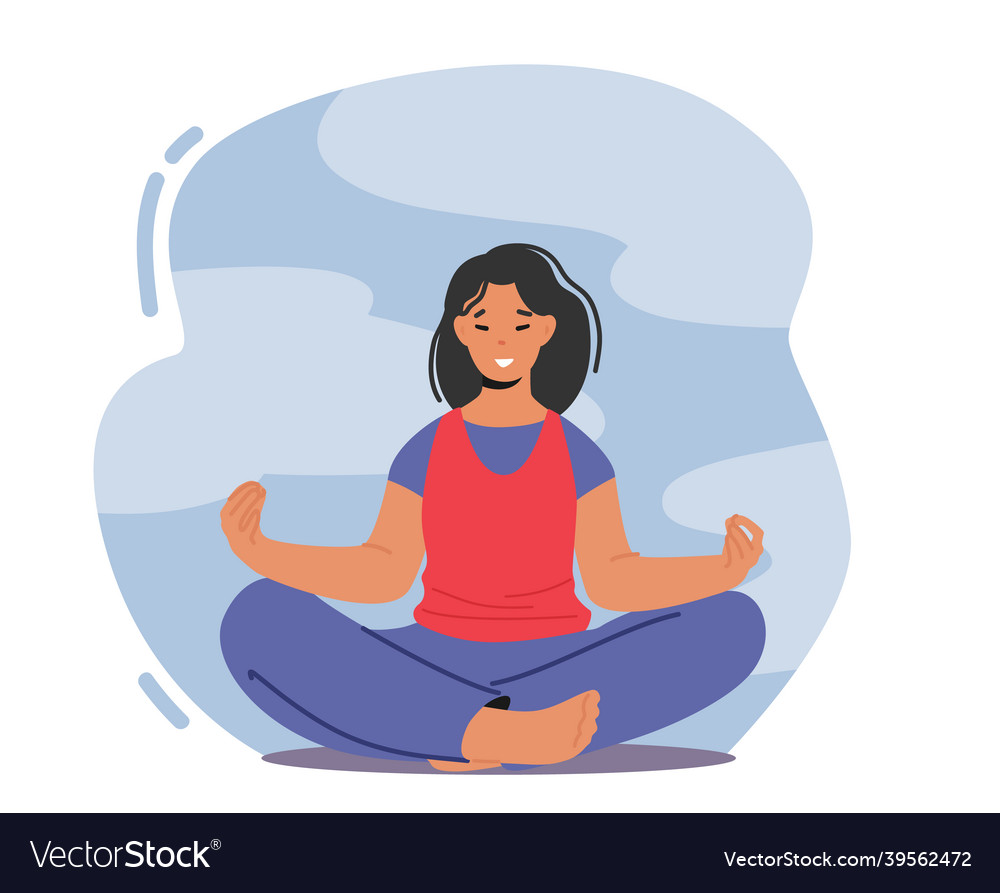 Harmony yoga meditation on nature concept woman Vector Image